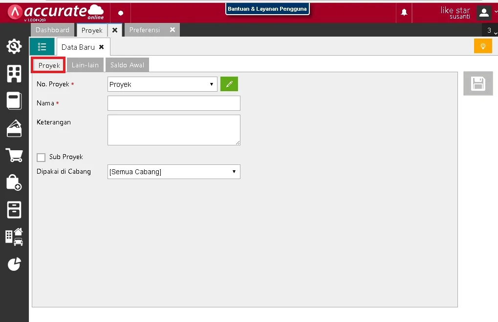 Cara Membuat Proyek di Accurate Online 2