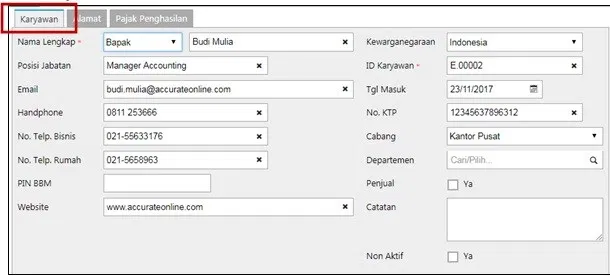 Cara Mencatat Nama-Nama Karyawan di Accurate Online 2