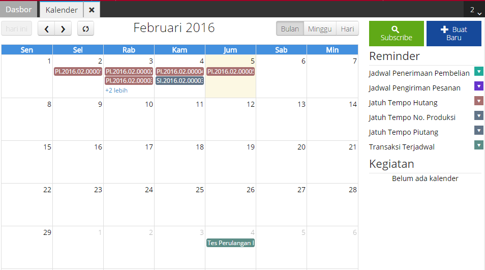 Cara Membuat Jadwal di Fitur Kalendar Accurate Online 2