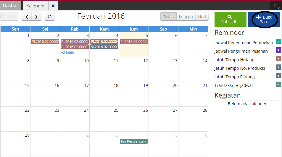 Cara Membuat Jadwal di Fitur Kalendar Accurate Online 3